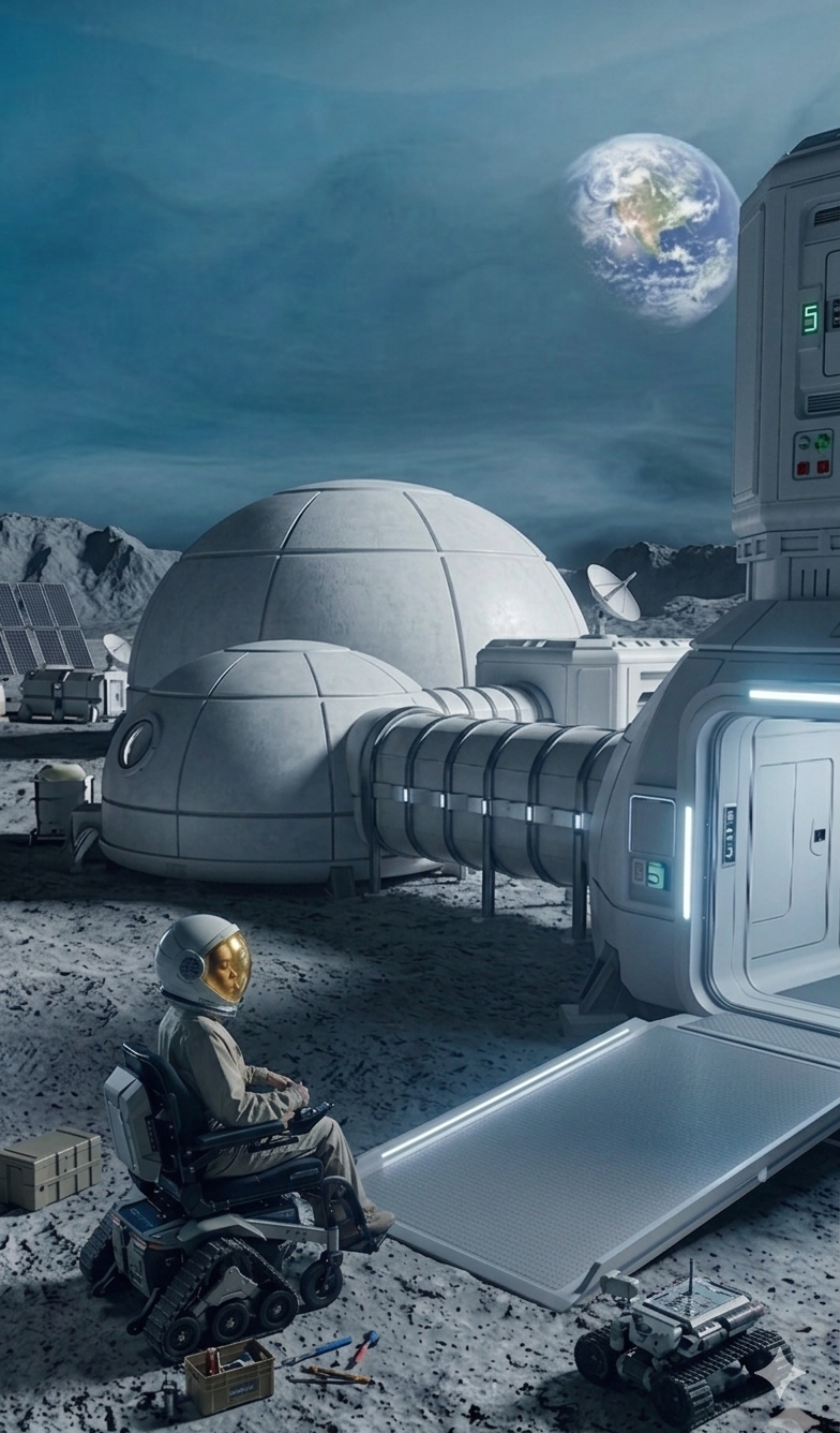 Conceptual rendering of an accessible lunar base habitat — BIRNE7 and ESA feasibility study
